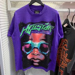 2023 Summer American Hip Hop Street Trendy Brand Star Star Cartoon Stampato magliette casual sciolte per coppie da uomini e donne