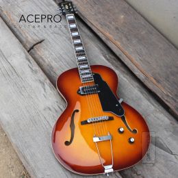 Guitar GroteFull Hollow Maple Body Electric Guitar, FHoles, Vintage Sunburst Color, Chrome Hardware, High Quality, Free Shipping