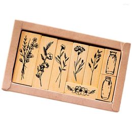 Storage Bottles Retro Lotus Wood Combination Set Stamp Plant Vase Diary DIY Po Decorative (jungle Notes)