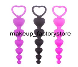 Massage 6 Soft Beads Anal Plug Heart Big Anal Balls Silicone Anus Toys GSpot Stimulating Butt Plugs Adult Sex Toys Couple Sexy Pr2872192