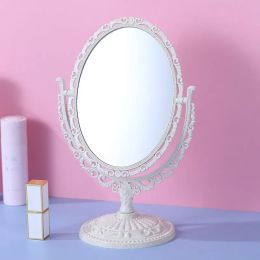 1Pc Makeup Mirror Desktop Double-sided Pink Heart Shape Girls Student Dormitory Nordic Style Rotating Home
