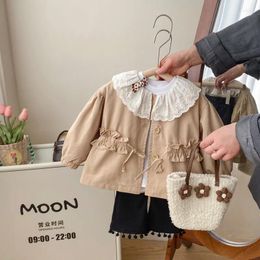 Jackets Trench Coat Girl Spring Autumn Slim Toddler Kids Windbreaker Fashion Little Single-breasted Jacket Girls Coats