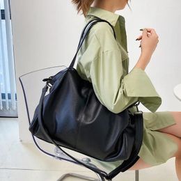 Shoulder Bags High Quality Soft Leather Crossbody For Women Solid Color Large Capacity Big Tote Bag 2024 Simple Design