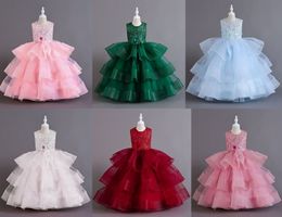 Beauty Pink White Sky Blue Green Jewel Girl's Birthday/Party Dresses Girl's Pageant Dresses Flower Girl Dresses Girls Everyday Skirts Kids' Wear SZ 2-10 D403178