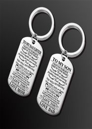 New Stainless Steel To My Son Daughter I WANT YOU TO BELIEVE DEEP IN YOUR HEART Love Mom Dad Tag Keychain Family Keyrings5036349