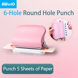 Punch Kwtrio 6hole Punch Notebook Round Hole Standard Punch Hine Planner Papers Puncher for A4 A5 B5 Scrapbooking Binding Rings