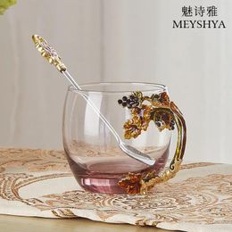 Wine Glasses High Grade Enamel Colour Water Cup Flower Tea Creative Glass