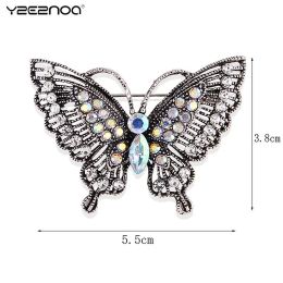 1Pc De Luxe Corsage Vintage Butterfly Brooches For Woman 5-color Rhinestone Sparkling Butterfly Insects Party Office Brooch Pins