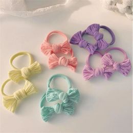 10Pcs/Lot Bow Hair Accessories Cute Elastic Rubber Bands Knot Head Rope Little Girls Towel Ring Candy Colour Children Headdress