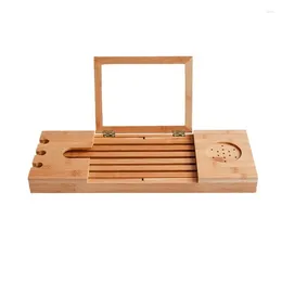 Kitchen Storage Bamboo Bathtub Stand Retractable Phone Tablet Bathroom Bath Tray Toilet