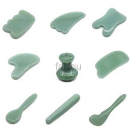 Massage Stones Rocks Natural Jade Guasha Stone Board Scraper Tool Facial Eye Guasha Plate Jade Face Massager For Body Pressure Therapy Light Green 240403