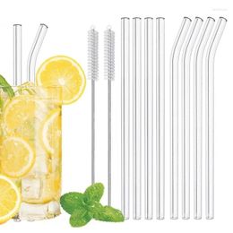 Drinking Straws 20cm Glass Reusable Clear For Smoothie Milkshakes Environmentally Friendly Drinkware Straw With Brushes