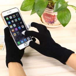 2023 Winter Soft Knitted Gloves Women Men Glove Touch Sensory Screen Thickened Plush Full Finger Mittens Cycling Couple Gloves