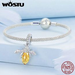 WOSTU 925 Sterling Silver Wizard of oz series Charms Pendant Honey Bee Beads Fit Original Bracelet DIY Necklace Jewellery Making