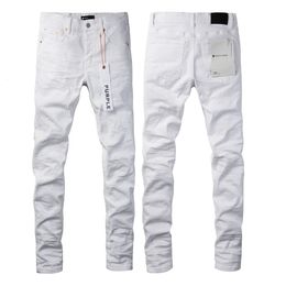 Purple Brand Jeans Clothing Jeans for Men Low Rise Jean White Colour Streetwear Ripped Jeans Mens Pants High Quality 240325