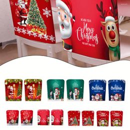 Chair Covers 2Pc Christmas Cover Santa Claus Cartoon Decal Sleeve 49 51cm For Holiday Party Home Decoration Accessories