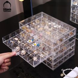 Plastic Transparent 72 Grid Jewellery Box Display Tray Drawer Storage Ring Earring Rack Necklace Bracelet 240327