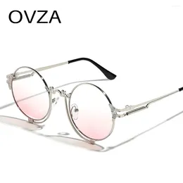 Sunglasses OVZA Retro Vintage For Men 2024 Round Punk Eyeglasses Women Gradient Lens S2012