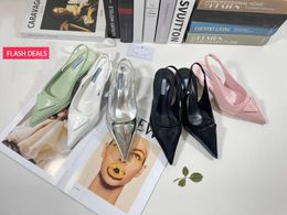 Eleganti sandali femminili moda alla moda triangolare sandalo sandalo estate scarpe vestito slingback cover alla moda di punta cristallo diamanti tacchi bianchi per donne pantofole