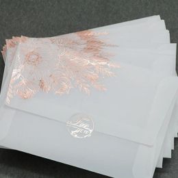 Envelopes 24 Pieces/pack European Style Hot Stamping Edge Sulfuric Acid Paper Translucent Envelope Wedding Business Invitation Envelope