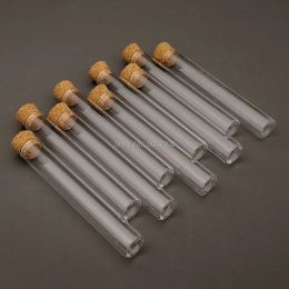 Lifestyle 100pcs/lot Lab 12x75mm Flat Bottom Glass Test Tube with Cork Stoppers for School Laboratory Experiment