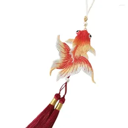Keychains Vintage Tassels Pendant Embroidered Fish Decoration Car Hanging Ornament Handmade Crafts Hanfu Costume Accessories