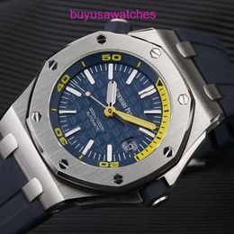 AP Casual Wrist Watch Royal Oak Offshore Series Automatic Mechanical Diving Waterproof Steel Rubber Band Date Display Watch Mens Watch Set 15710ST