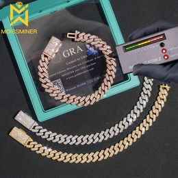 New 10mm Moissanite Cuban Chain Iced Out Necklaces S Sier Bracelets for Men Women Hip Hop Goth Jewellery Pass Diamonds Tester