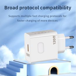 USB GaN Charger 120W Fast Charging Phone Adapters For iPhone 15 Samsung Xiaomi Quick Charge 3.0 EU/US Plug Portable Wall Charger