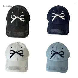 Visors B36D Embroidery Bowtie Hat For Girl Adjustable Spring Baseball Korean Sun Fashion Peaked Caps Cool Hair Decors