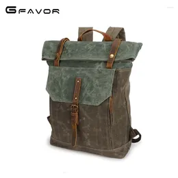 Backpack Vintage Oil Waxed Canvas Leather Teenager School Bag Travel Waterproof Daypacks 14" Laptop Rucksack Men/women Bags