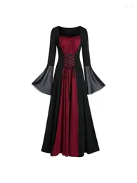 Casual Dresses 2024 Retro Halloween Mediaeval Renaissance Vampire Dress For Women Vintage Cosplay Pirate Costume Witch Carnival Party