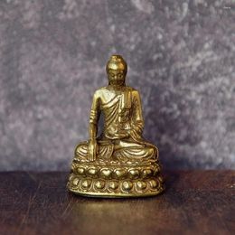 Decorative Figurines Mini Hollow Buddha Trinkets For Collection Worship Antique Fengshui Decoration Unique Design Pure Brass Sakyamuni