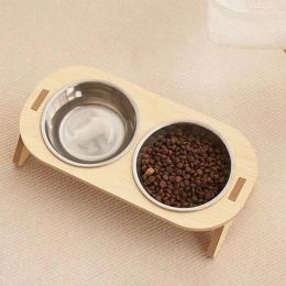 Pet Feeder Single/Double Cat Food Bowl with Anti-Knockover Design Dog Water Feeding Container for Small Animal