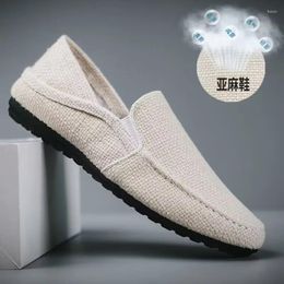 Casual Shoes Summer Breathable Linen Men's Spring Flat Male Soft Bottom Sweat-absorbing Leisure Loafers Slippers