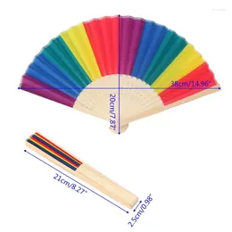 Decorative Figurines Rainbow Hand Held Folding Fan Dance For Wedding Themed Parties Decoration