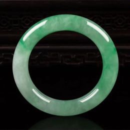 Bangles Send Certificate Real Myanmar Original Ecological Pattern Pure Natural Ice Kind 5A Class Green Flower Bracelet Jewelry Accessori