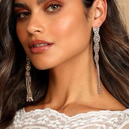 Dangle Earrings Luxury Rhinestone Long Tassel Twist Drop Wedding Jewellery For Women Crystal Irregular Curved Accessories