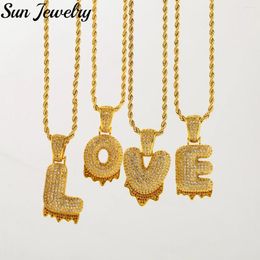 Pendant Necklaces Copper Lava 26 English Alphabet Necklace Not Fade Personality Exaggerate Hip-hop Zircon Women Party Jewelry Girl Gift