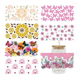 Window Stickers Floral Butterfly Sticker UV DTF Cup Wrap Iron On Transfer For Glass Can Wraps 16oz Libbey D2695