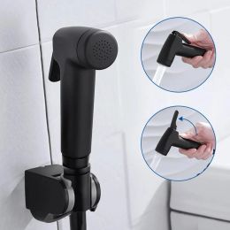 Hand Toilet Bidet Sprayer Gun Holder Black Handheld Hose Spray Sanitary Shattaf Kit Shower Self Cleaning Water Valve Holder
