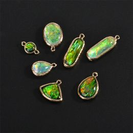 charms New style 20pcs/lot green/color core decoration geometry ovals/rounds shape copper floating locket charms diy Jewellery making