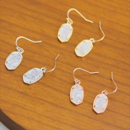 Chandelier Dangle & Chandelier Hook Stone Real 18K Gold Plated t Rose Druse Dangles Earrings Jewelries Letter Gift With free dust bag