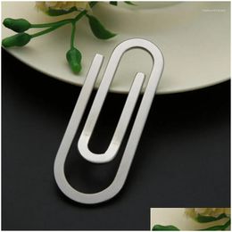 Money Clips Creative Stainless Steel Metal Paper Clip Holder Folder Banknote Sier Drop Delivery Dh7Ub