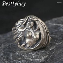 Cluster Rings Real S925 Silver Art Model Nude Female Figure Vintage Personality Men's And Women's Fashion Couple Jewellery