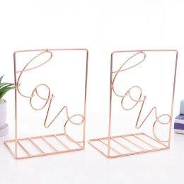 2PCS/Pair Creative Love Shaped Metal Bookends Desk Storage Holder Shelf Support Holder For Books Dropshipping