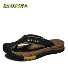 Slippers 38-46 Summer Men Flip Flops Brand Comfortable Big Size 46 Sandals Gene Leather Home For