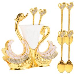 Kitchen Storage Swan Fork Base Household Spoons With Holder Dessert Utensils Table Decor Serving