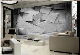 Wallpapers Grey 3D Abstract Geometric Living Room Background Wall Murals Wallpaper For