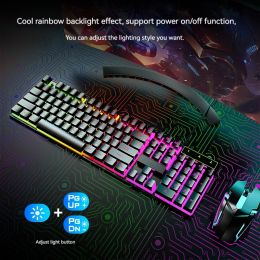 Gaming Keyboard and Mouse Set Kit RGB Backlit Mechanical Sense Ergonomic Keyboard and Mouse Combo for Home Office PC Setup Gamer
